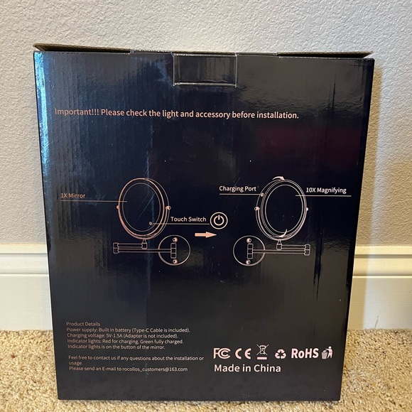 Bronze Wall-Mounted Makeup Mirror with LED Light - Picture 3 of 12